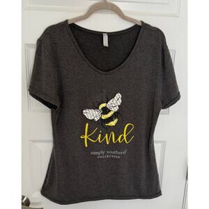 Simply Southern Kind Bee Graphic T-Shirt XL Gray Short Sleeve Tee